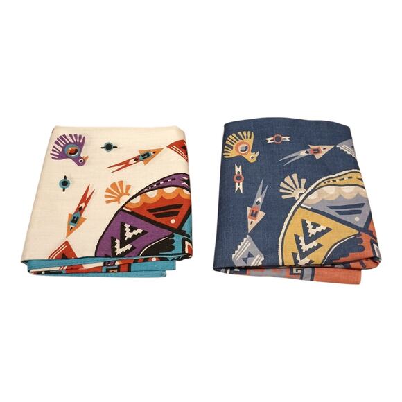1980s Native American Wamcraft USA Bandana Hankie Scarf Lot 2 Thunderbird READ - Picture 2 of 11